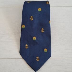 Vintage Ernex of London Nautical Navy Anchor Neck Tie - Preppy Yatch Club